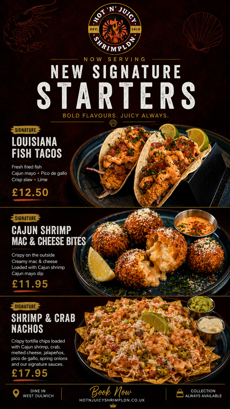 New Menu at Hot N Juicy Shrimp: Discover London’s Latest Seafood Favourites