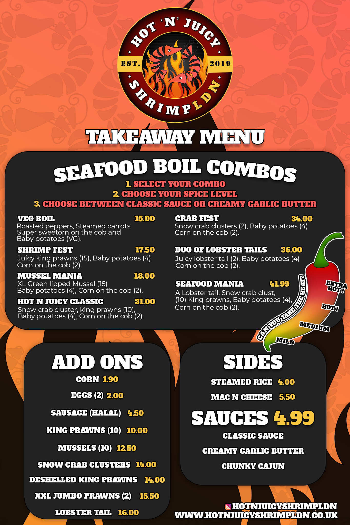 Takeaway Menu Hot N Juicy Shrimp LDN