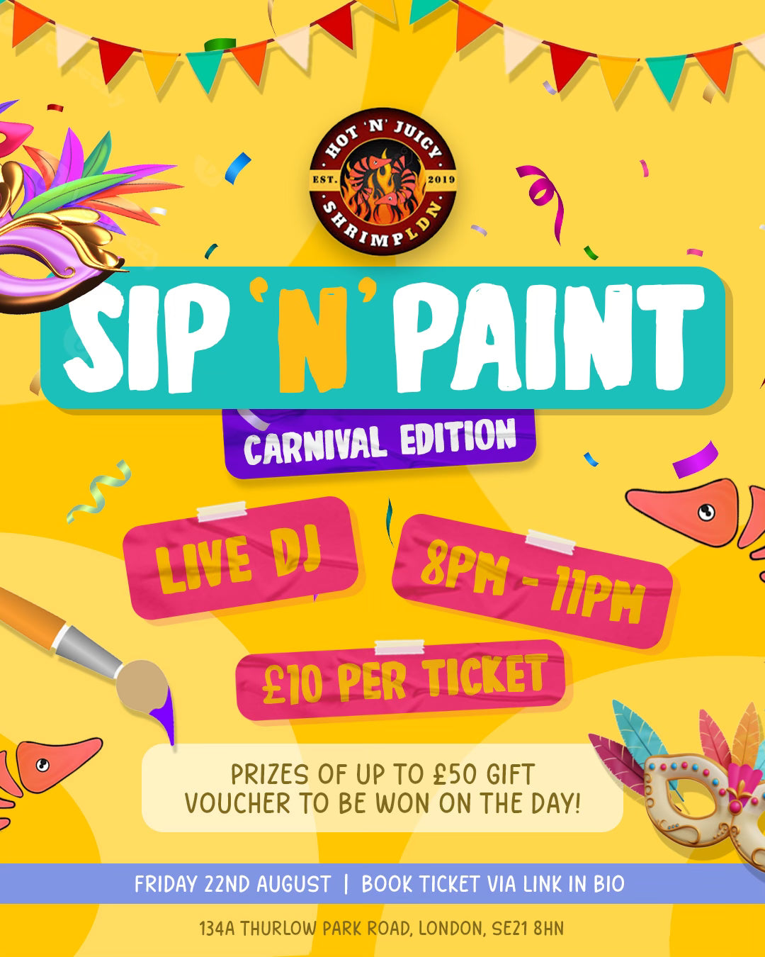 Carnival Sip & Paint - Friday 22nd August at 8:00PM
